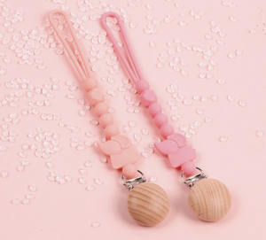 คลิปหนีบจุกนมปลอมรูปช้างทำจากซิลิโคนลูกปัดไม้สำหรับเด็กทารกและเด็กผู้หญิง - Product Image 6