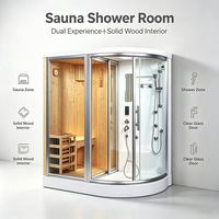 Cabine de douche vapeur moderne en bois massif, design compact, pour appartement, fournie directement par l'usine