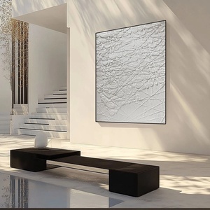 Pintura Abstracta Serigráfica Blanca Estilo Wabi Sabi sobre Lienzo, Diseño de Interiores para Hoteles, Decoración Moderna para el Hogar y Galerías - Product Image 5