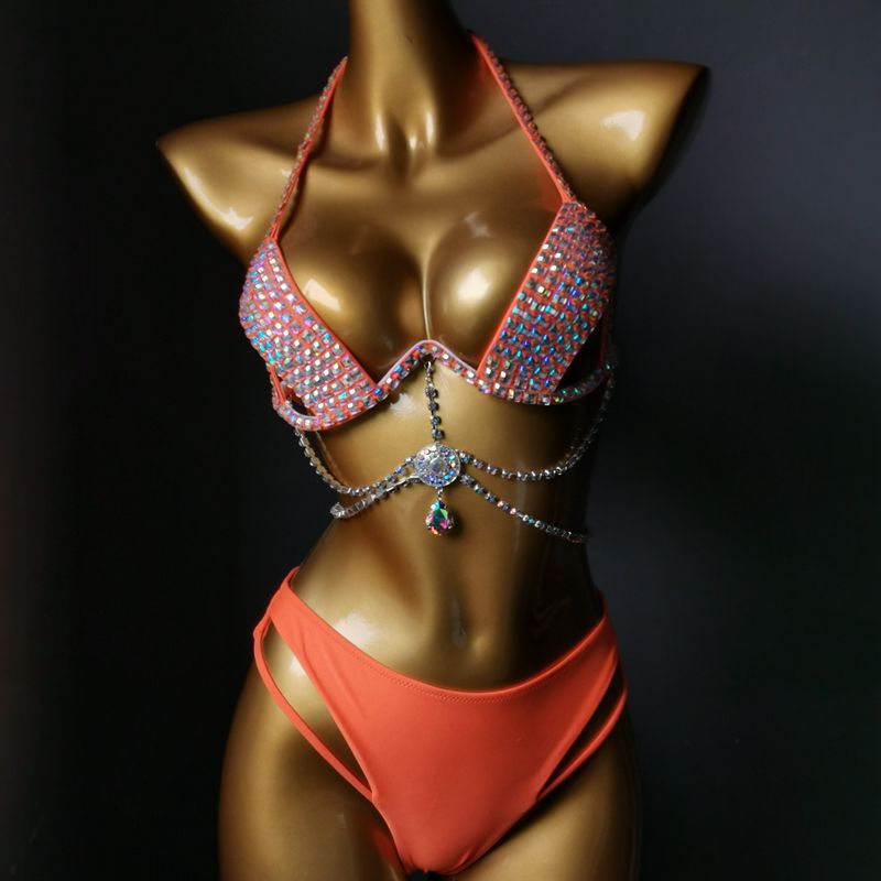 Sujetador y Bikini de Disfraz de Carnaval LED, Brillante y Sexy