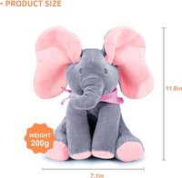 Grands jouets en peluche d'éléphant gris aux grandes oreilles et longues pattes, portant une écharpe, peluche pour enfants à câliner au lit, éléphant en peluche de 12 pouces