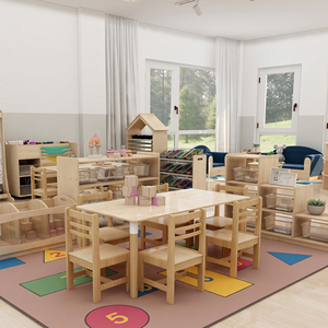 Ensemble table et chaises en bois pour tout-petits, mobilier d'activités pour la maternelle, la garderie, la crèche, la salle de classe, espace d'apprentissage - Product Image 1