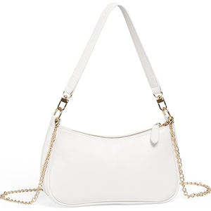 <span class=keywords><strong>Sac</strong></span> à <span class=keywords><strong>bandoulière</strong></span> fourre-tout pour femme, mini <span class=keywords><strong>sac</strong></span> hobo rétro en cuir végétalien avec chaînes, fermeture éclair tendance, polyester uni - Product Image 1