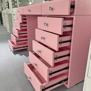 Bureau de toilette <span class=keywords><strong>rose</strong></span> moderne avec grand tiroir, 15 lumières LED, haut-parleur Bluetooth et 3 modes d'éclairage pour chambre et dressing - Product Image 5