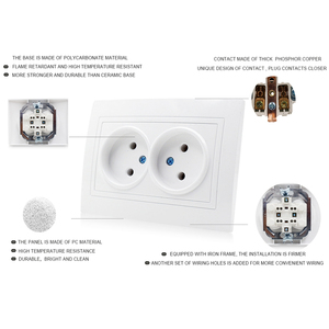 <span class=keywords><strong>Prise</strong></span> électrique européenne 16A 220V-250V, <span class=keywords><strong>prise</strong></span> double allemande, française, grecque, interrupteur mural universel - Product Image 2