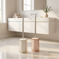 Ensemble de brosse de toilette avec couvercle hermétique hygiénique, manche en acier inoxydable robuste, décoration moderne pour la salle de bain, brosse de nettoyage des toilettes
