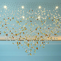 Lustre en verre teinté et pierre de luxe, personnalisé, avec pierres claires, lampe suspendue décorative pour plafond