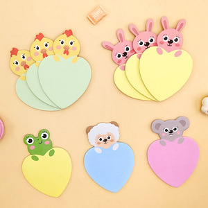 Cute Cartoon Animal & Heart Sticky Notes, Creative Shaped Memo Pads for Students & Office, In Stock & Custom Logo Available - Product Image 1