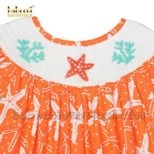 Hermoso Vestido Largo Casual de Primavera con Estampado de Estrellas de Mar para Niña - BB1835 (100% Algodón ODM) - Product Image 5