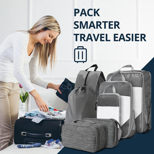 Organiseurs <span class=keywords><strong>de</strong></span> voyage pour bagages à main - Cubes <span class=keywords><strong>de</strong></span> <span class=keywords><strong>rangement</strong></span> avec fermeture éclair, légers et portables en polyester - Product Image 4