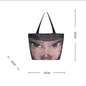 High End <b>Tote</b> Gift <b>Bag</b> Canvas Lamination African Girl <b>Shoulder</b> Handbag Waterproof Ladies Shopping <b>Tote</b> <b>Bags</b> <b>with</b> Printing Logo - Product Image 4