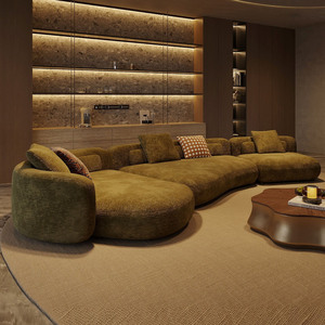 Nouveau modèle de canapé sectionnel Bezier - Style italien moderne, salon, tissu, rembourrage en éponge, forme irrégulière, pieds en bois - Product Image 5