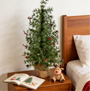 <span class=keywords><strong>Sapin</strong></span> de Noël artificiel en épicéa de <span class=keywords><strong>120</strong></span> <span class=keywords><strong>cm</strong></span>, pré-décoré avec baies rouges, cônes de pin et aiguilles de pin réalistes, base de table - Product Image 6