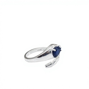 Luxury 925 Sterling <b>Silver</b> <b>Adjustable</b> Blue Sapphire <b>Ring</b> Handmade Teardrop Cut Gemstone Designer Jewelry Collection - Product Image 4