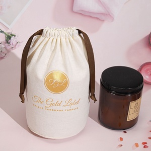 Bolsa de lino de algodón de fondo redondo de promoción para embalaje de vela, bolsa de regalo de algodón de muselina con logotipo de tamaño personalizado - Product Image 5