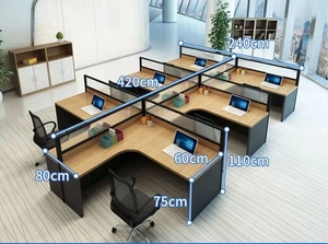 Bureau d'angle moderne en forme de L pour ordinateur de bureau avec cloison de séparation Mobilier modulaire commercial Design Bureau de poste de travail - Product Image 6