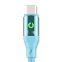 Kabel USB Type C ke Type C Silikon Biru Muda, Kabel Pengisi Daya Terjalin untuk Ponsel, Tablet, Laptop, Mobil, dan Perjalanan