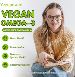 Cápsulas de Algas Omega 3 Veganas DHA para la Salud del Cerebro y la Vista, Fáciles de Tragar, OEM/ODM - Product Image 2