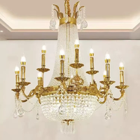 Lustre en cristal antique en laiton de luxe, éclairage de décoration intérieure, luminaire suspendu de qualité pour usage intérieur
