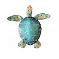 Figurines de tortue de mer en résine peintes à la main sur mesure, texture mosaïque, ornement tortue, décoration d'intérieur, souvenir de bureau, cadeau