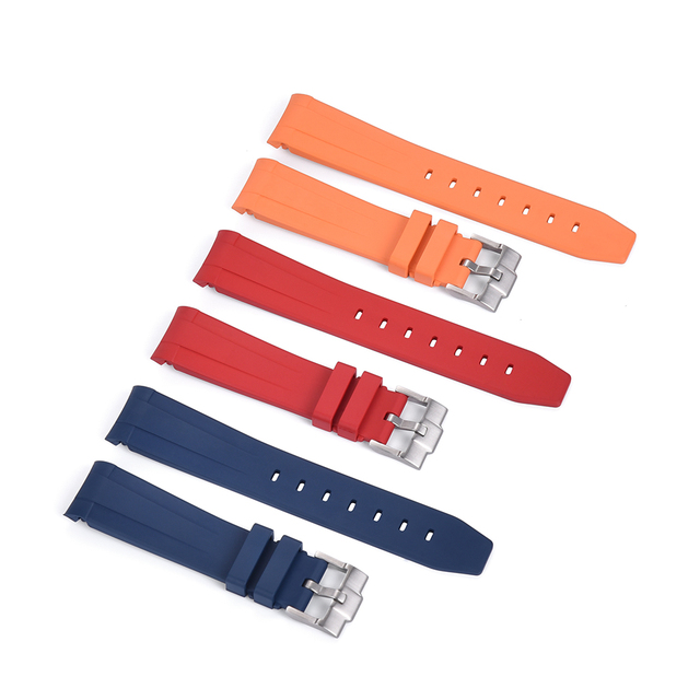 JUELONG 20mm 22mm Curved End Rubber Watch Strap Waterproof Rubber Watch Strap for Moonwatch