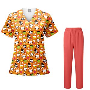 Dental Scrub Suit Set Women V-Neck Short Sleeve Moisture Wicking Knitted Split Uniform Hospital Uniforms - Product Image 4