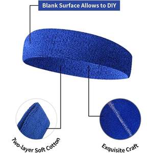 2025 12 pièces bandeaux de sueur évacuant l'humidité athlétique coton éponge sport bandeau - Product Image 4