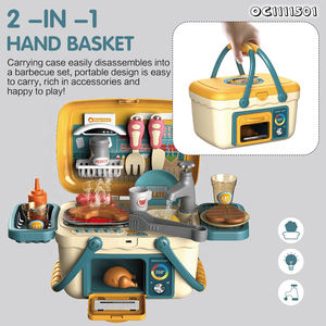 Ensemble de jouets de <span class=keywords><strong>cuisine</strong></span> Montessori pour enfants, mini barbecue de jeu, articles ménagers, <span class=keywords><strong>simulation</strong></span> pour filles avec valise - Product Image 3