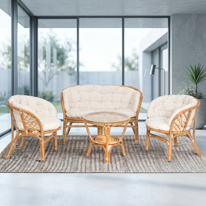 Modern <b>Rattan</b> Villa Outdoor Living Room Set <b>Sofa</b> Two Chairs Coffee Table Comfortable Furniture Home Interior Decor BAHAMA - Product Image 5