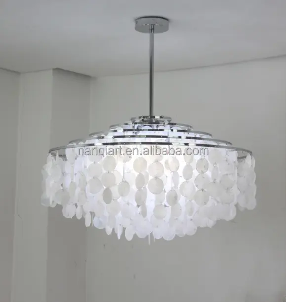 220V Indoor Home Wall Art Decor 4-Layer Gold Silver Crystal Pendant Lights White Shell Chandelier Promotional Party Supplies
