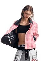 Veste Cleanfit personnalisée décontractée d'hiver à capuche réversible doublée en sherpa avec logo imprimé double face sur la revers en cuir