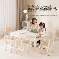 Ensemble de table et chaises durables pour la sécurité des enfants de maternelle, table de dessin et de gribouillage pour six personnes, table en plastique réglable en hauteur
