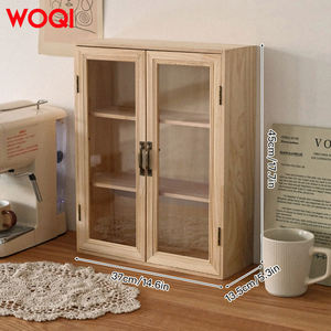 WOQI Vitrine en bois de haute qualité de style rétro avec porte en verre anti-poussière pour chambre à coucher, salon - Product Image 6