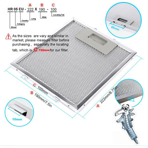 Filtre en maille pour hotte aspirante 320x260x9mm en aluminium perforé, filtre solide pour la ventilation de cuisine - Product Image 5