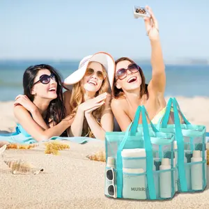 Летняя многоразовая Сверхлегкая Солнцезащитная продукция большой емкости, полотенца, сумки для хранения одежды, сетчатая пляжная сумка