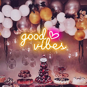 Enseignes au néon personnalisées Good Vibes, alimentées par USB, LED blanc chaud, pour chambre à coucher, fête d'<span class=keywords><strong>anniversaire</strong></span>, mariage, salon, bar, maison, salle de jeux pour filles - Product Image 6