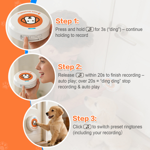 Sonnette sans fil Daytech avec bouton pour chien, enregistrement vocal personnalisé, éclairage LED, alerte pour l'entraînement du comportement extérieur - Product Image 3