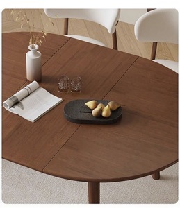 Set Tavolo da Pranzo Allungabile in Legno Massello Stile <span class=keywords><strong>Vintage</strong></span> Francese, Tavoli e Sedie Pieghevoli Rotondi e Ovali per Piccole Cucine - Product Image 2