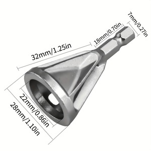 Herramienta de biselado de tres cuchillas con vástago hexagonal de acero con alto contenido de carbono para recortar y desbarbar bordes de piezas metálicas - Product Image 2