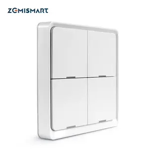 Zemismart Tuya Zigbee สวิตช์ไฟ,สวิตช์แบตเตอรี่4แก๊งฮับอัจฉริยะแบบกด Zigbee ไร้สาย