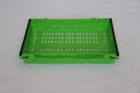 QS Caisse Mobile En Plastique Panier Ventilé Empilable En Plastique Tomate Caisses de Chiffre D'affaires En Plastique de Panier de Maille pour le Stockage de Fruits Frais