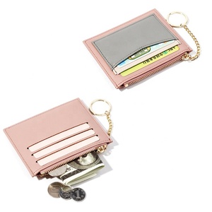Portefeuille de luxe en cuir Pu pour femmes, de couleur contrastée, court, porte-monnaie, porte-cartes de crédit, avec porte-clés, nouvelle collection, 2020 - Product Image 6