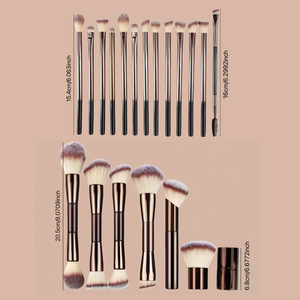 Juego de 20 <span class=keywords><strong>Brochas</strong></span> de <span class=keywords><strong>Maquillaje</strong></span> Profesionales Marrones para Rostro, Mango de Plástico, Fibra Sintética Suave, Fácil de Usar, <span class=keywords><strong>Brochas</strong></span> para Base y Colorete - Product Image 3