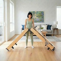 Pilates Reformer Pliable pour la Maison – Équipement de Silencieux avec Chariot en Bois Massif pour l'Entraînement