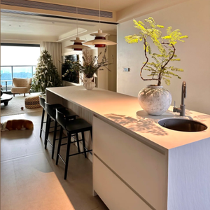 Ensemble d'armoires de cuisine de style américain classique avec îlot, design Shaker blanc crème et moulures de plafond, sur mesure pour la maison - Product Image 2