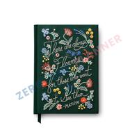 Cuaderno planificador diario impresión personalizada encuadernado con tapa dura bordado floral Flor de lujo personalizado