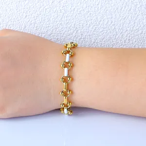 צמיד נשים אופנה נשים צמיד הסיטונאי נירוסטה 316l מצופה זהב שרשרת יד דבק תכשיטים