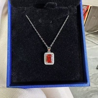OEM Hochwertige 925 Sterling Silber Hochzeit Halskette Red Stone Luxus 5x7mm Rubin Zirkonia Trendy Fine Anhänger für Partys