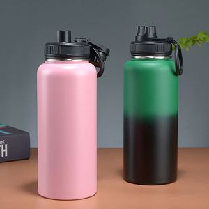 Stainless Steel Water Bottles - Includes <b>Straw</b> Lid Spout/Chug Leak Proof - 32 oz Water Bottles Metal Water Bottle - Product Image 2