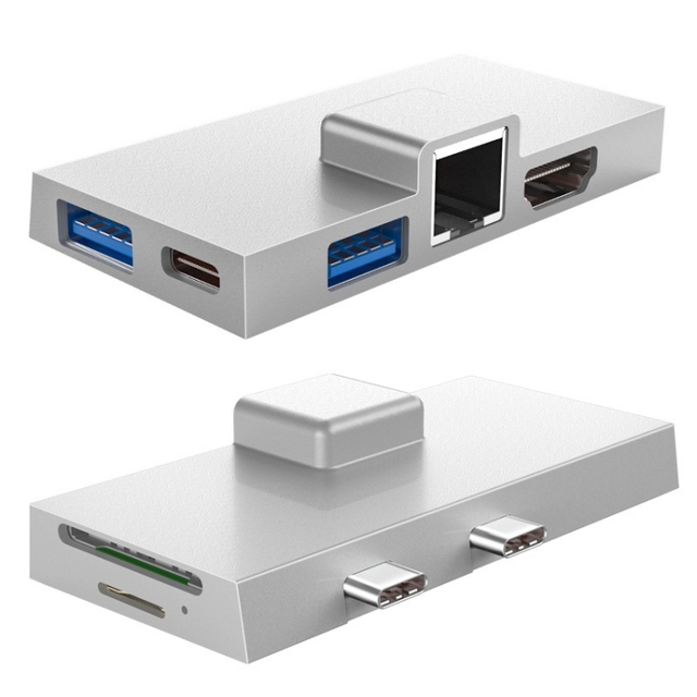 USB HUB for Surface Pro 8/9/X Dual Type-C Computer Expansion Docking Station 7 in 1 with Stock Availability